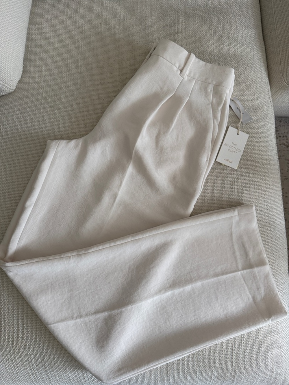 Aritzia Cream High-Waist Tailored Trousers